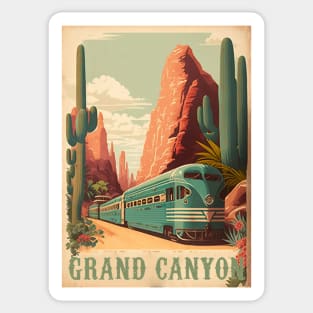 Grand Canyon Train Vintage Travel Art Poster Sticker